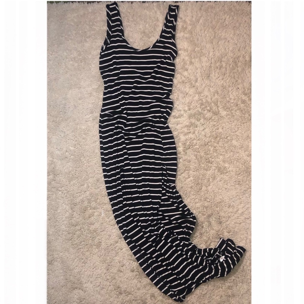 Cream 2 size medium long striped dress with slit